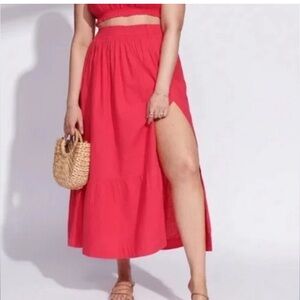 Abercrombie & Fitch Pink Maxi Skirt with Side Slit